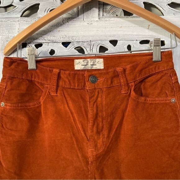 NWOT Free People We The Free Skinny Cotton Corduroy Fired Chestnut Raw Hem Pants - Picture 6 of 8
